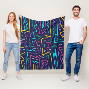 Neon Contrast Space Art Fleece Blanket