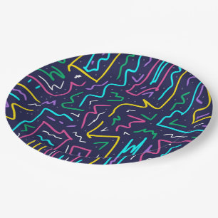 Neon Contrast Space Art Paper Plate