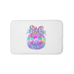 Neon Coquette Halloween Pumpkin Bath Mat
