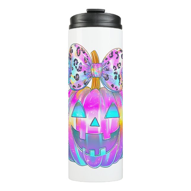 Neon Coquette Halloween Pumpkin Thermal Tumbler (Front)