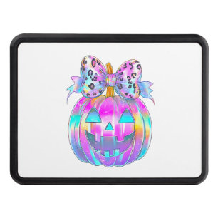 Neon Coquette Halloween Pumpkin Trailer Hitch Cover