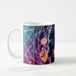 Neon Cosmic Cat Girl Candy Bucket Mug