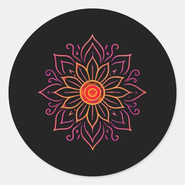 Neon Cosmic Mandala Sticker | Ethereal Vintage Glo (Front)