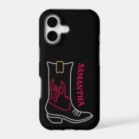 Neon Cowboy Boot Customizable Name