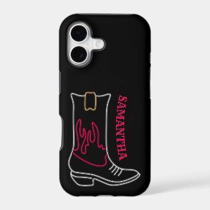 Neon Cowboy Boot Customizable Name