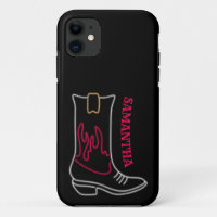 Neon Cowboy Boot Customizable Name