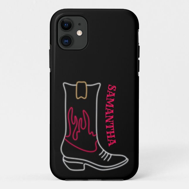 Neon Cowboy Boot Customizable Name Case-Mate iPhone Case (Back)