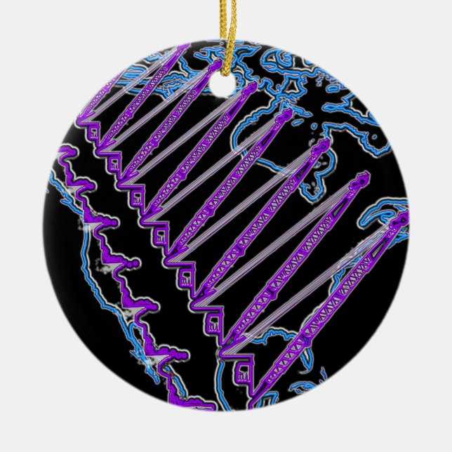 NEON CRANE OPERATOR CRANE NORTH AMERICA MAP NEON CERAMIC ORNAMENT (Front)