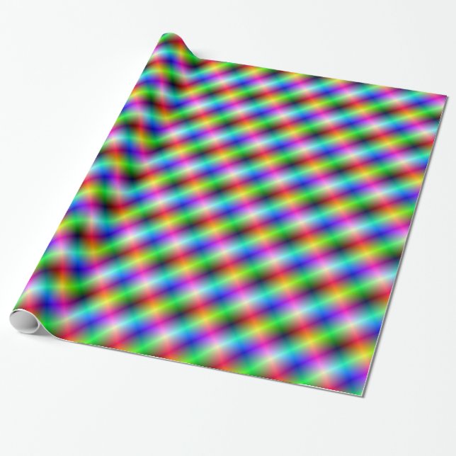 Neon Crosshatch Wrapping Paper (Unrolled)