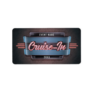 Neon Cruise-In Sticker Labels