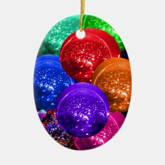 Neon Crystal Space Balls Ceramic Ornament (Front)