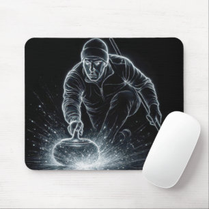 Neon Curling Sport with Dynamic Energy Mouse Pad