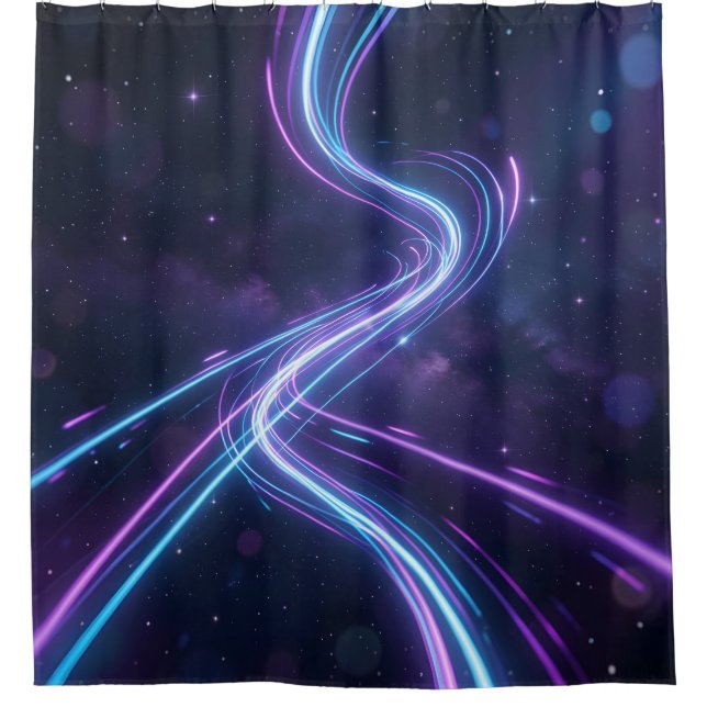 Neon Current – Neon Light Art Shower Curtain (Front)
