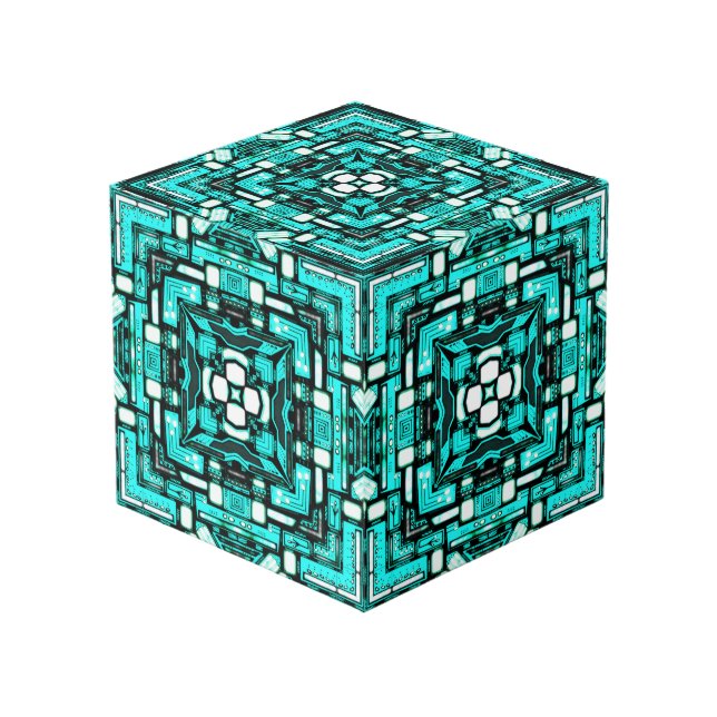 Neon-Cyan Imagination Cube (Front Angled)