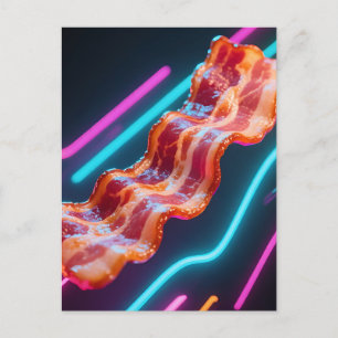 Neon Cyber Bacon Strip Postcard