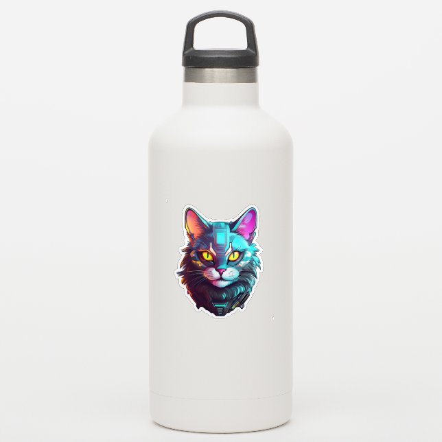 Neon Cyber Cat (Waterbottle)