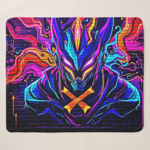 Neon Cyber Guardian Art Sherpa Blanket