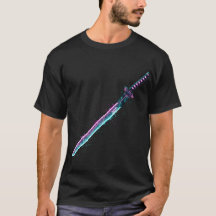 ​Neon Cyber-Katana: Digital Blade Tech T-Shirt