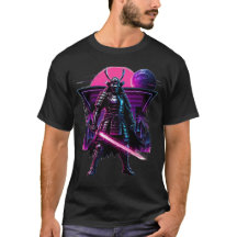 Neon Cyber Samurai Vaporwave Warrior Art