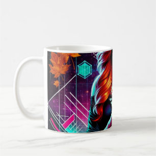Neon Cyber Sugar Skull Candy Girl Mug