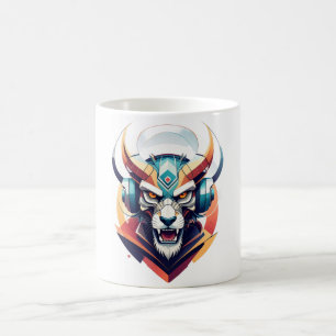 Neon Cyber Wolf Headphones Y2K Streetwear Magic Mug