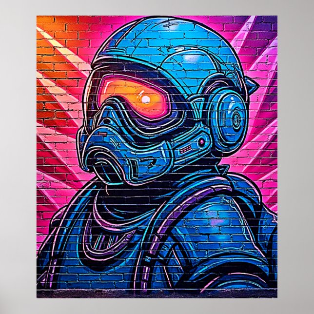 Neon Cyberpunk Astronaut Poster (Front)