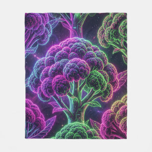 Neon Cyberpunk Cauliflower Galaxy Fleece Blanket