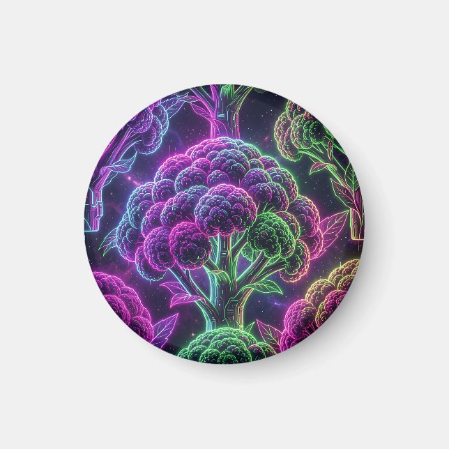 Neon Cyberpunk Cauliflower Galaxy Magnet (Front)