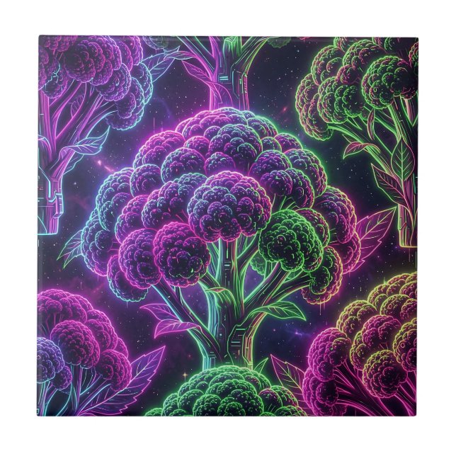 Neon Cyberpunk Cauliflower Galaxy Tile (Front)