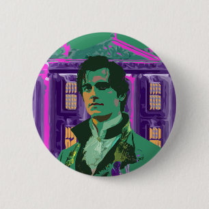 Neon Cyberpunk Handsome Mr Darcy Portrait 2 Inch Round Button