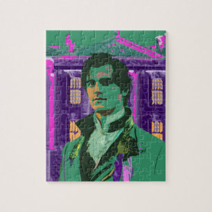 Neon Cyberpunk Handsome Mr Darcy Portrait Jigsaw Puzzle