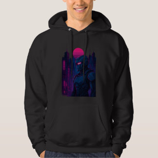 Neon Cyberpunk Robot Cityscape — Dreamframe_U8O Ed Hoodie