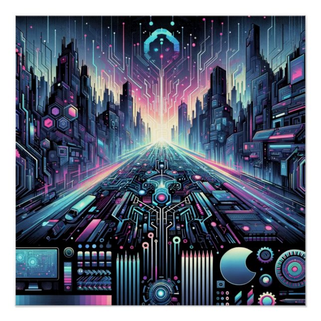 Neon Cyberworld Poster (Front)