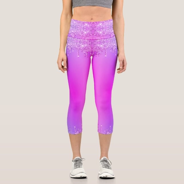 Neon Dance Capri Leggings Violet rose Parties scin (Recto)