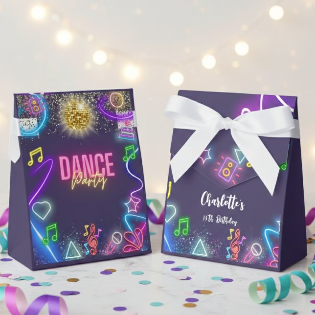 Neon dance party birthday favor box (Creator Uploaded)