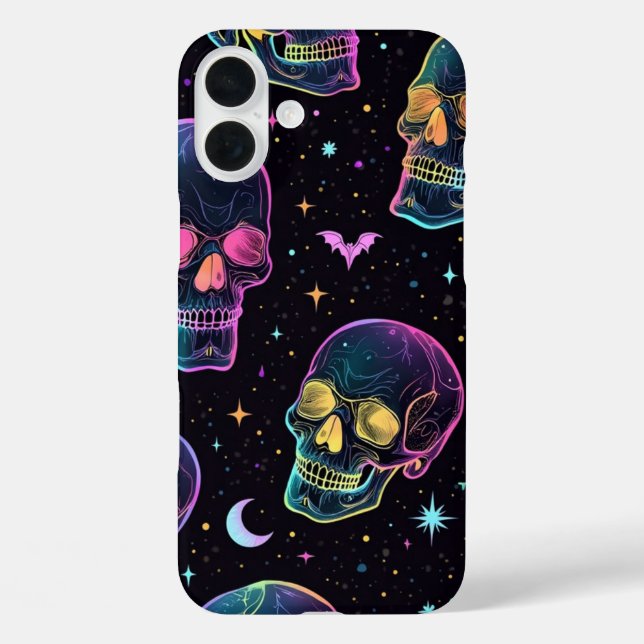 Neon dark colourful laughing skull Case-Mate iPhone case (Back)