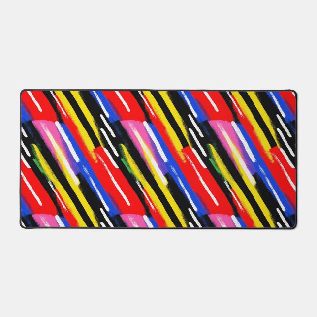 Neon Diagonal Stripe Speed Burst Desk Mat (Front)