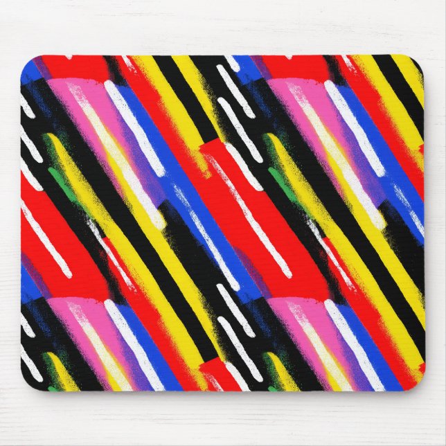Neon Diagonal Stripe Speed Burst Mouse Pad (Front)