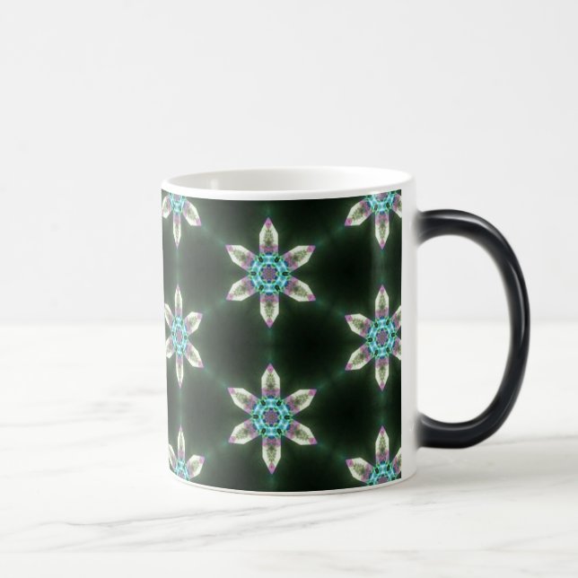 Neon Diamond Flowers on Black Morphing Mug (Right)