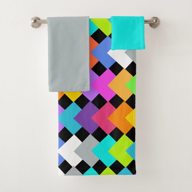 Neon Diamonds Bath Towel Set (Insitu)