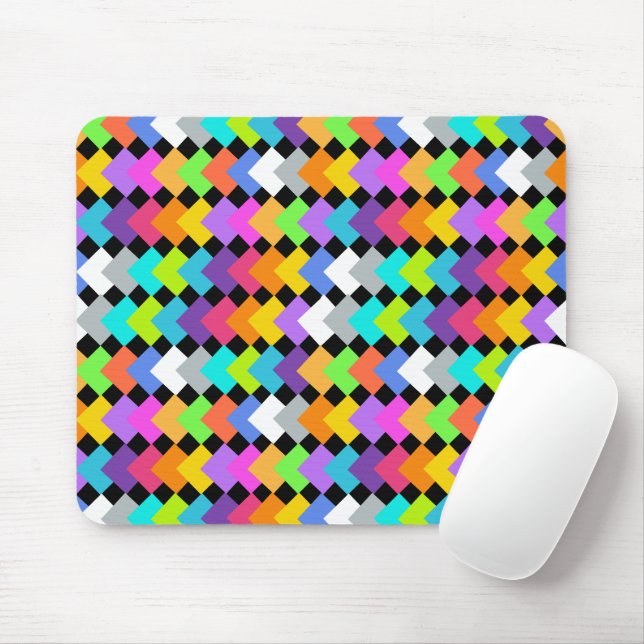 Neon Diamonds Mouse Pad (With Mouse)