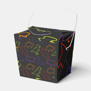 Neon Dinosaur Outlines Favor Box