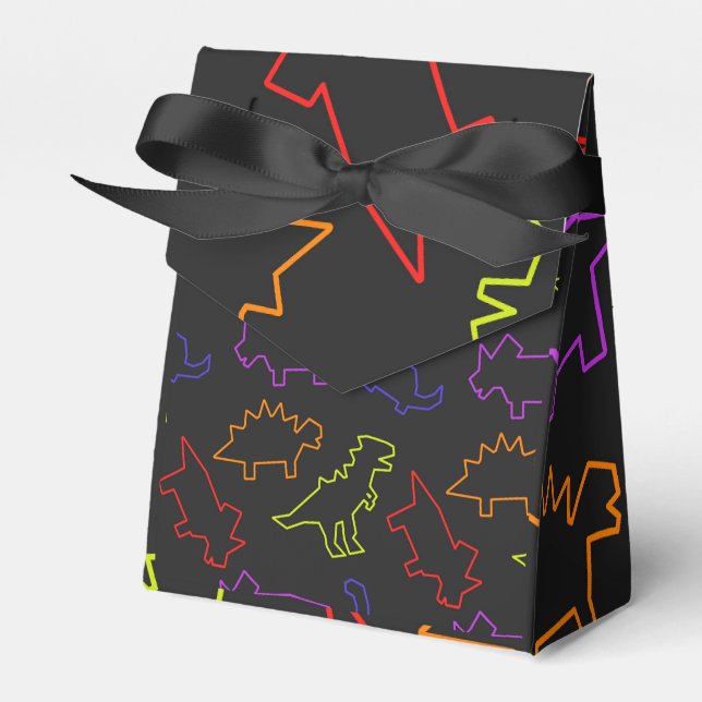 Neon Dinosaur Outlines Favor Box (Front Side)