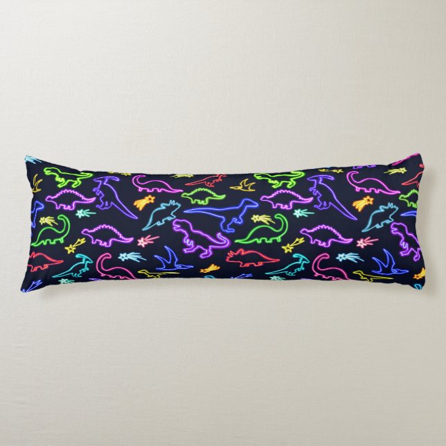 Neon Dinosaurs  Body Pillow (Front)