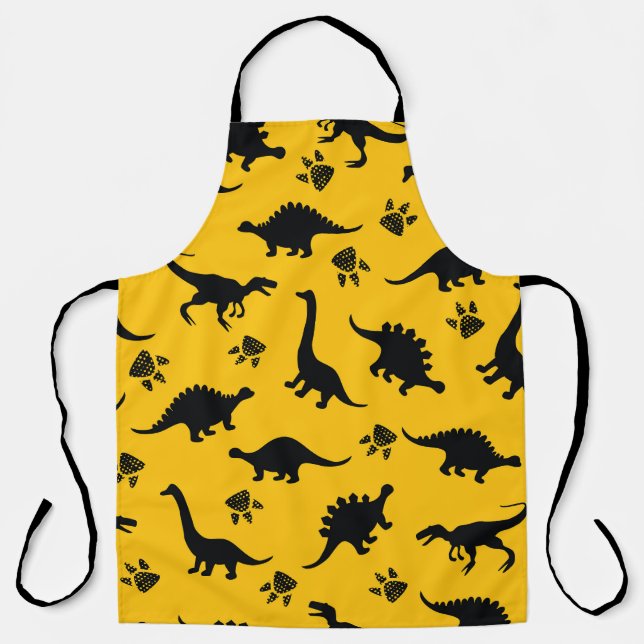 Neon dinosaurs, urban grunge pattern apron (Front)