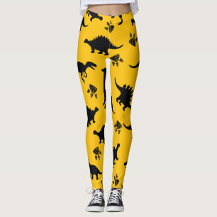 Neon dinosaurs, urban grunge pattern leggings