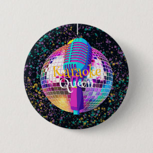 Neon Disco Ball Karaoke Queen Birthday Gift 2 Inch Round Button