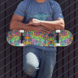 Neon Distressed Bubble Print Skateboard