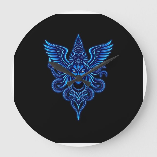 "Neon Divine: The Cosmic Guardian" Large Clock (Front)