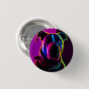 neon dog 1 inch round button